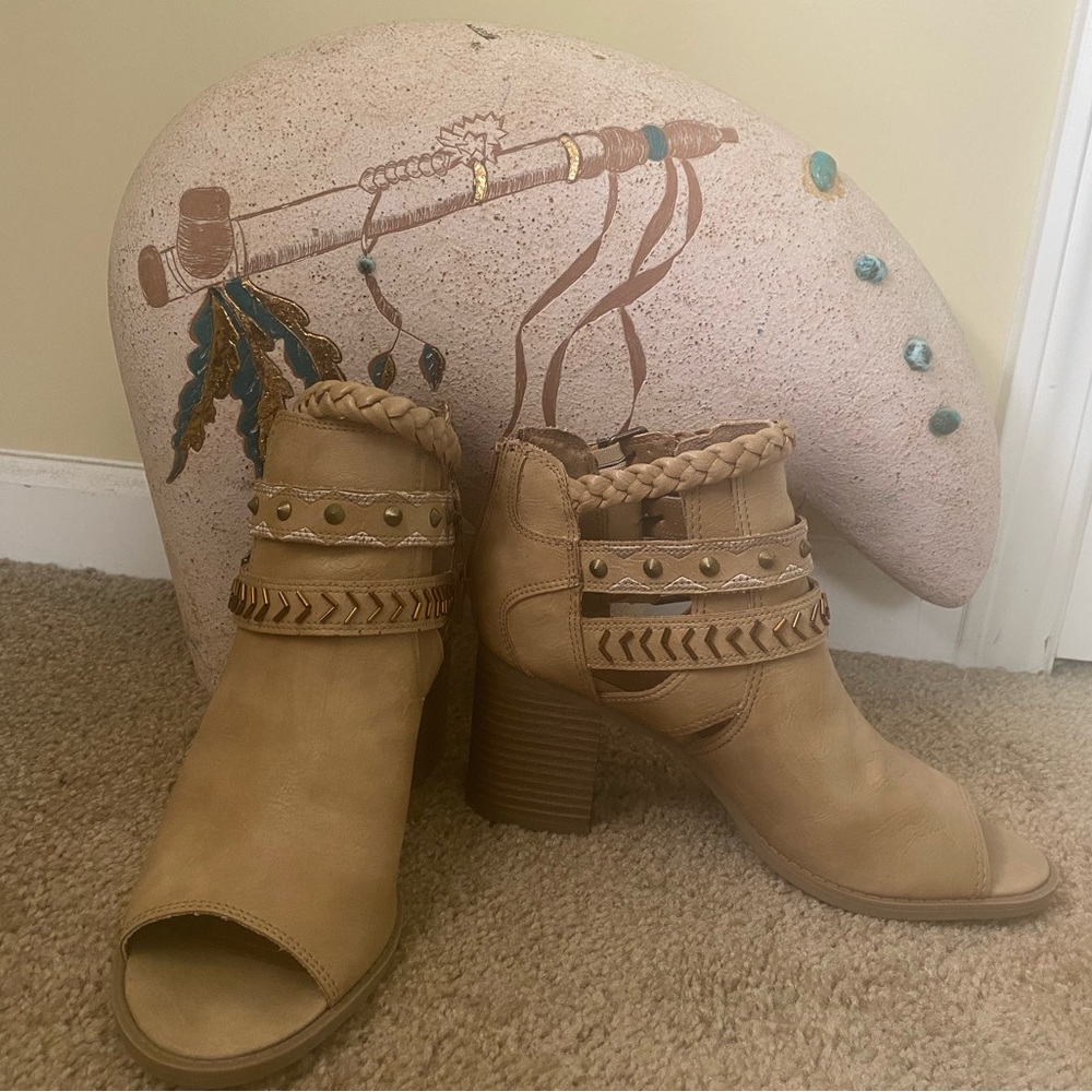 Sugar Toeless Ankle Boots w/ Back Zipper